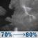Tonight: Showers and thunderstorms after 7pm. Mostly cloudy, with a low around 69. South southeast wind 5 to 10 mph. Chance of precipitation is 80%. New rainfall amounts between three quarters and one inch possible. Tonight: Showers And Thunderstorms