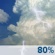 Today: Showers and thunderstorms. Mostly cloudy, with a high near 81. East northeast wind around 5 mph. Chance of precipitation is 80%. New rainfall amounts between a half and three quarters of an inch possible. Today: Showers And Thunderstorms